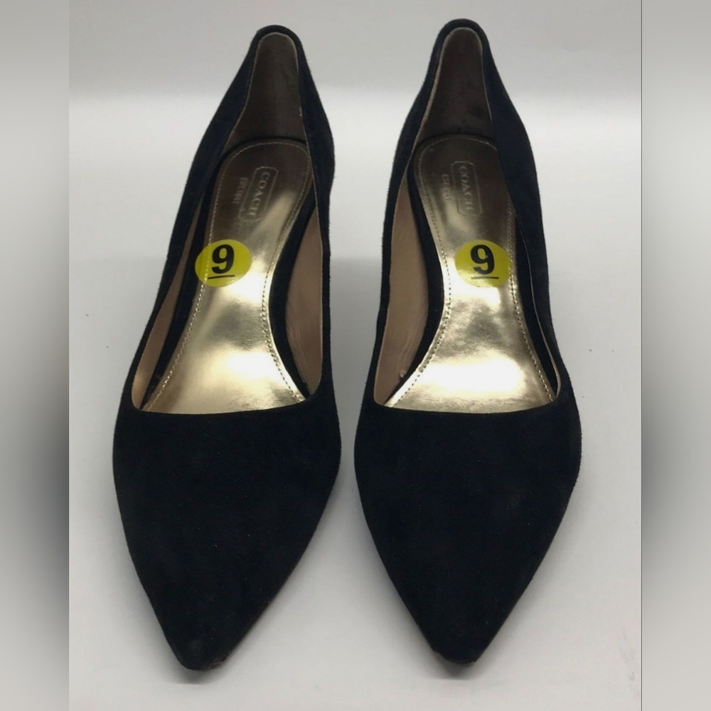 Coach Designer Zoee Suede Black ANIMAL Print Pump Heels Size 9B - Picture 4 of 9